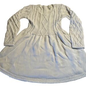 Nannette Girls Ivory Cable Knit Shimmer Sweater Dress Size 5 Long Sleeve Holiday